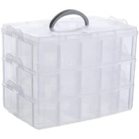 Arts, Crafts and Jewelry Organizer Stackable 3-Tier Clear Plastic Organizer with 30 Adjustable Compartments