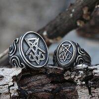 {Xixi Ornamorations} Dropshipping 2022ใหม่ร็อค316L สแตนเลส Rvs Zegel Van Satan แหวน Voor Mannen Mannelijke Punk Rock Sieraden