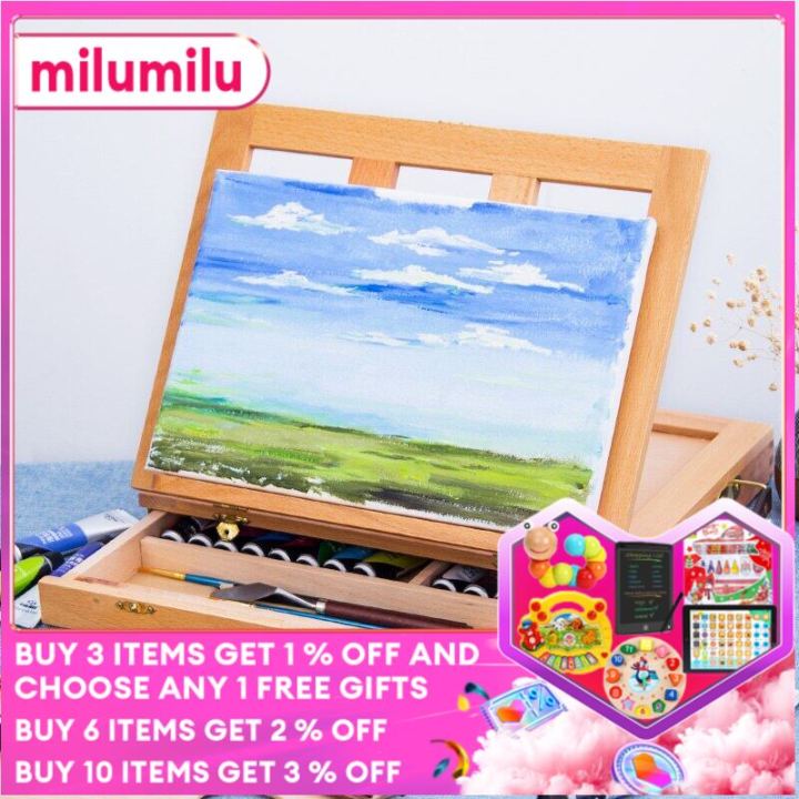 Wooden Table Easels For Painting Artist Kids Sketch Drawer Box