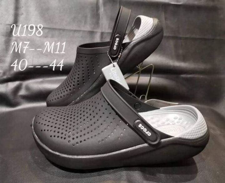 รองเท้าหัวโต-crocs-lite-ride-m4-m11-สีดำ-เทา