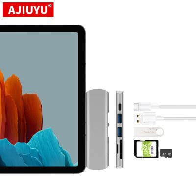 Ajiu USB C ฮับสำหรับซัมซุงกาแล็กซีแท็บ S7 11 "S7บวก FE 12.4" แท็บเล็ต Type C 3.1ฮับไปยัง HDMI USB3.0 PD พอร์ต USB-C อแดปเตอร์แบบที่ตั้ง Feona