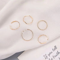 Vishy ชุดแหวนใส่นิ้วรูปทรงคลื่นไข่มุกสไตล์เกาหลีเรียบง่ายสำหรับผู้หญิงเครื่องประดับแฟชั่นพังก์5ชิ้น