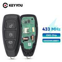 KEYYOU สำหรับ Ford โฟกัส C-Max Mondeo Kuga Fiesta B-Max KR55WK48801 434/433Mhz พร้อมรีโมท4D8 3ชิปกุญแจรถปุ่มควบคุม3ปุ่ม