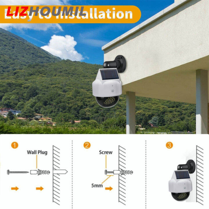 lizhoumil-ไฟ-led-เซ็นเซอร์การเคลื่อนไหวความปลอดภัยไฟแสงอาทิตย์ปลอมพร้อมแผงแสงอาทิตย์สำหรับกลางแจ้งกำแพงถนนลานโคมไฟกล้องปลอม