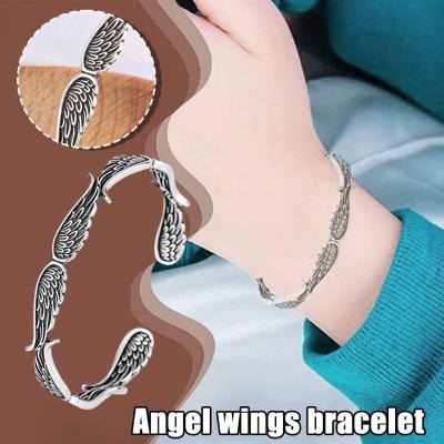 1pcs Vintage Angel Wings Silver Style Bracelet Best Gift For BF Q8C7