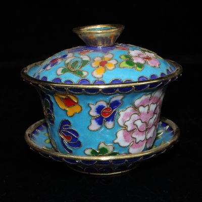 Beijing Cloisonne Cover Bowl Three-piece Tea Bowl Tea Set Tea Cup Featured Gift Decoration For Friends
