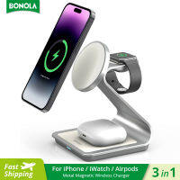 Bonola Magnetic 3 In 1 Wireless Charger สำหรับ 1314 Pro Max 12 30W Wireless Charging Station สำหรับ Pro