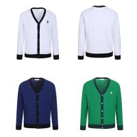 "High-end Fashion: Solid Color V-neck Mens Cardigan, Winter Long-sleeved Warm Sweater, Classic Casual Jacket"