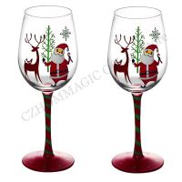 【CW】∈✲✽  1/2Pcs 450ml Wine Glass Cup Hand Painted Claus Goblet Decoration Drinkwar