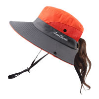 Girls Ponytail Hat Block Sunlight Hat Women Adjustable Large Brim Sun HatIsolate Ultraviolet Light Bucket Hat