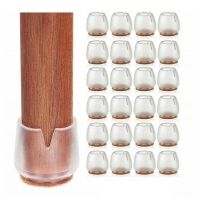 ♧ Chair Leg Floor Protectors 24Pcs Transparent Clear Silicone Chair Leg Caps Furniture Sliders for Hardwood Floors