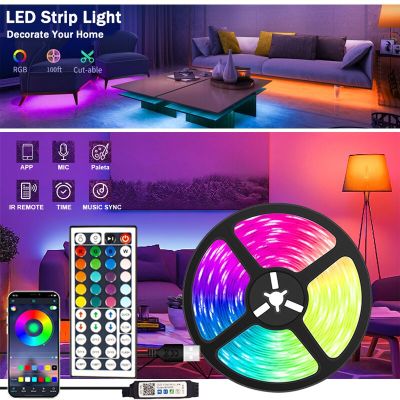 LED Strip for Room Decoration TV Backlight Bluetooth Remote LED 1m 2m 3m 4m 5m RGB Tape LED Strip Light 5050 Color for Christmas LED Strip Lighting