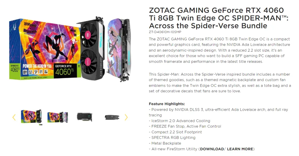 ZOTAC Gaming GeForce RTX 4060 Ti 8GB Twin Edge OC Spider-Man: Across The  Spider-Verse Inspired Graphics Card Bundle, ZT-D40610H-10SMP, rtx 4060 ti  brasil
