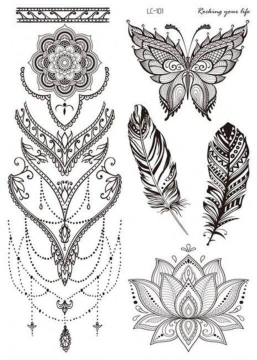 waterproof-black-temporary-tattoo-stickers-arm-chest-water-transfer-fake-tattoos-mandala-lion-feather-women-men-body-art-tatoo