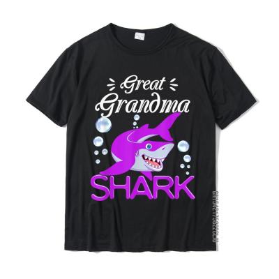 Great Grandma Shark Funny Family Mothers Day T-Shirt T Shirt Hot Sale Simple Style Cotton Men T Shirts Simple Style