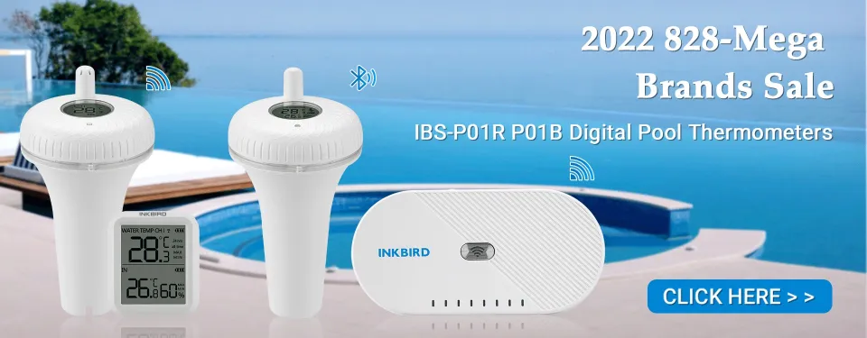 INKBIRD Smart Swimming Pool Thermometer Hot Tub Spa Water Digital Display  Temperature Humidity Logger IBS-P01R/