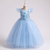 Kids Wedding Princess Dresses For Girls Lace Applique Flower Girl Prom Formal Costume Children Evening Bridesmaid Dress