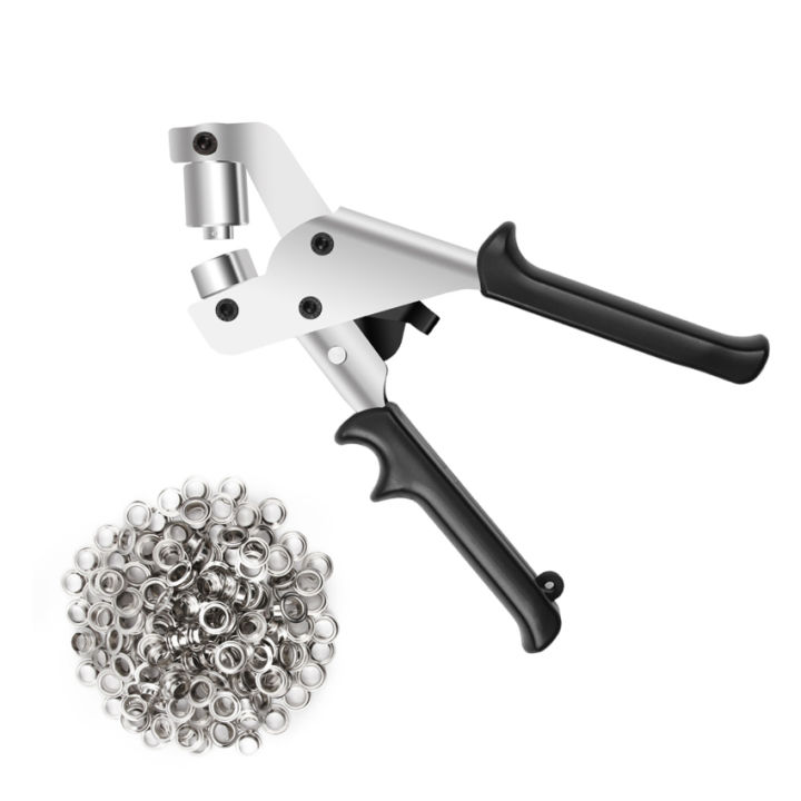 hole-punching-kit-hole-tool-kit-hole-clamp-handheld-hole-press-portable-manual-punch-with-100-3-8-inch-10mm-silver-holes