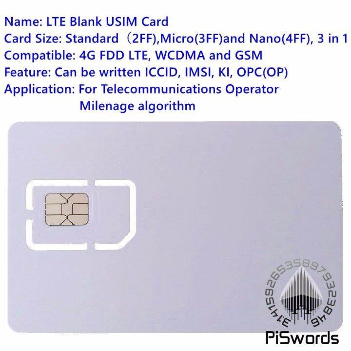 [Belle] Piswords SIM USIM Card 4G LTE WCDMA GSM Blank Mini Nano Micro