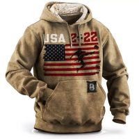 2023 New Harajuku Hoodie Mens Hooded Sweatshirt 3D Printed Letter US Flag Jersey Spring Autumn Oversized Casual Streetwear Tops