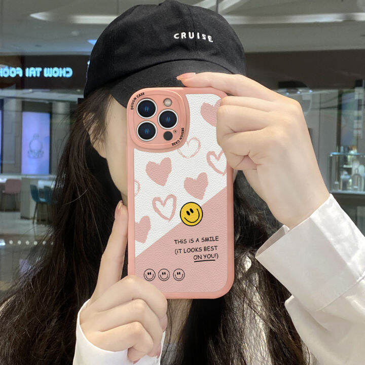 ggk-เคสโทรศัพท์ลายการ์ตูนยิ้มสำหรับ-samsung-กาแล็คซี่-a24-4g-ผู้หญิงผิวสวยเพรียวบางน่ารักเคสหลังหนังซิลิโคน-pu-ปกหนัง