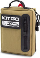 Kitgo Camping Survival Kit First Aid 101 Piece Professional Emergency Survival Gear Tool for Hunting Hiking Outdoor Adventure Fishing Travel Military Tropical Storms (Khaki) New Khaki