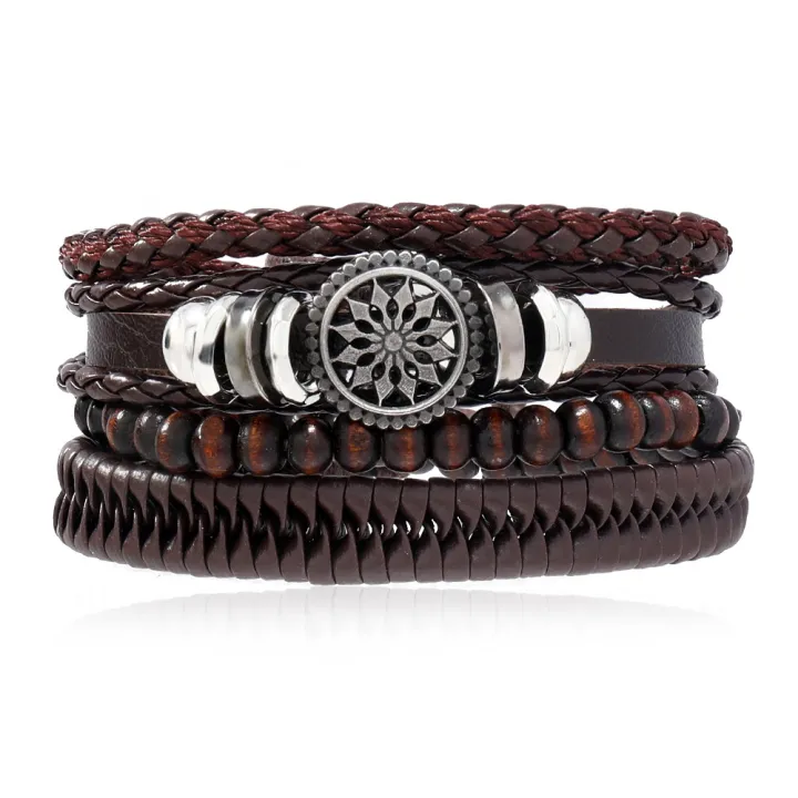 mens-charm-bracelets-leather-wristband-vintage-rudder-charm-bracelet-mens-leather-bracelets-ethnic-tribal-wristband