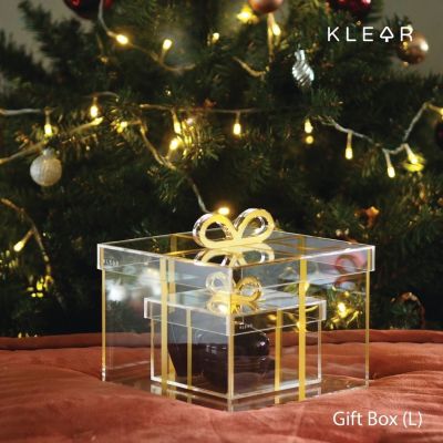 KlearObject Gift Box (L) กล่องใส่ของขวัญ กล่องใส่เครื่องประดับ กล่องอเนกประสงค์ กล่องอะคริลิคมีโบว์ กล่องโบว์ กล่องของขวัญ ของขวัญปีใหม่