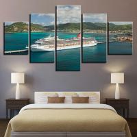 5 Pieces Wall Art Canvas Painting Yacht Poster Modern Canvas Decorative Pictures Modern Living Room Wall Paintings Frame
