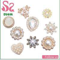 AD8T2 10PCS ที่เป็นประกาย รูปดอกไม้ เครื่องประดับหมวก กิ๊บติดผมไข่มุก ปุ่ม Rhinestone กระดุมมุก เครื่องประดับศีรษะ