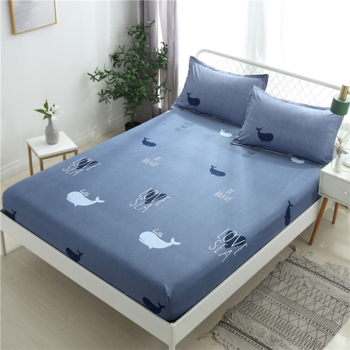ผ้าปูที่นอน-ปลอกหมอน-ผ้าcotton-แบบรัดมุม360องศา-หนึ่งชุดมีปลอกหมอนและผ้าปู-ชุดเครื่องนอน-5ฟุต-6ฟุต-bed-sheet-abele