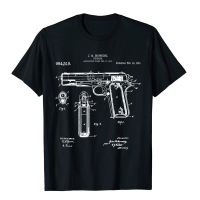 John Browning 1911 Patent Drawing Pro Gun Shirt T-Shirt Mens Popular Family Tees Cotton Top T-Shirts Custom