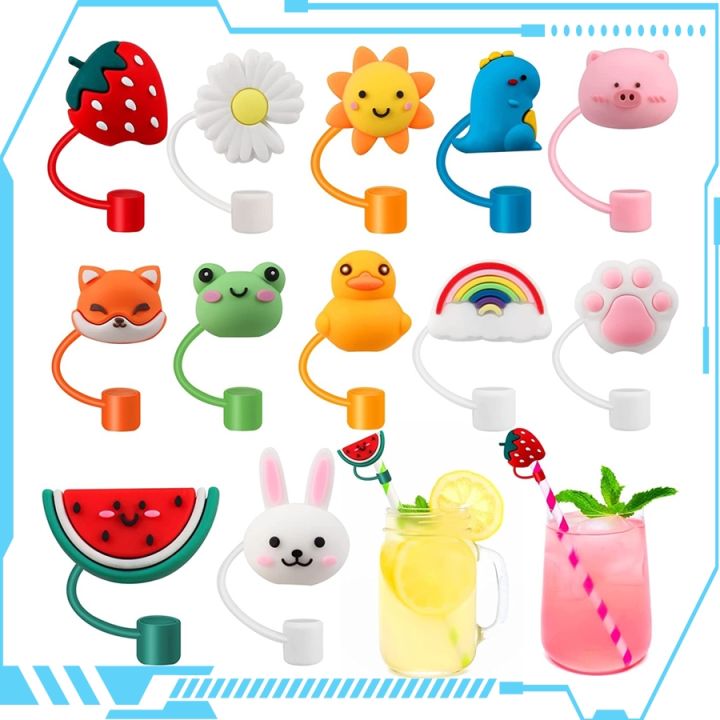 Dustproof Silicone Straw Cover For Straws, Reusable Cute Cartoon