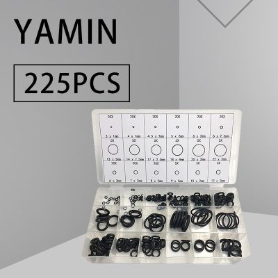 225pcs Black Rubber O-Ring Assortment Washer Gasket Sealing Ring Kit 18 Sizes with Plastic Box Kit With Case Gas Stove Parts Accessories