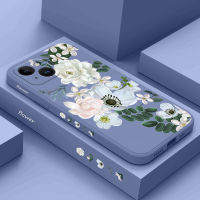 เคสโรแมนติกลิลลี่ IPhone 15 14 13 12 11 Plus Pro Max Mini ซิลิโคนเหลวรูปแบบด้านข้าง