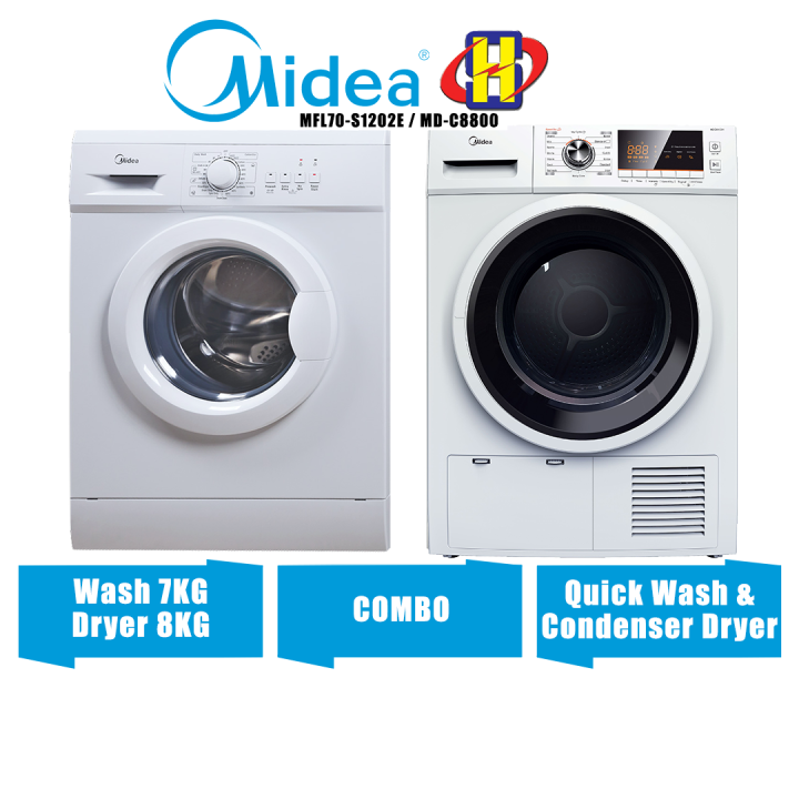 Midea Washing Machine And Condenser Dryer COMBO (7KG/8KG) Front Load