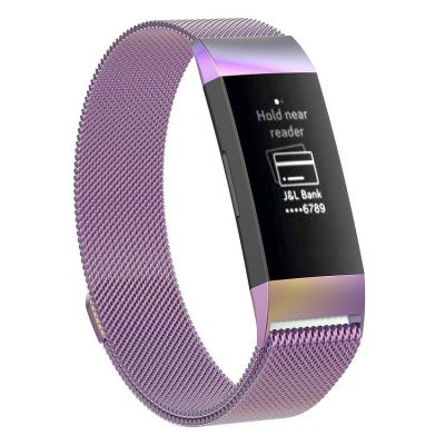 สายนาฬิกาข้อมือแม่เหล็กสแตนเลสสำหรับ FITBIT Charge 3ขนาด: ใหญ่217X18มม. (สีดำ) (จำหน่ายเอง)