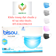 Khẩu trang y tế BISOU TRẮNG,ĐEN,XÁM,XANH 4 lớp kháng khuẩn