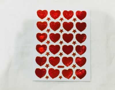 สติ๊กเกอร์หัวใจ สีแดง สติ๊กเกอร์วาเลนไทน์ แพ็คละ 10 แผ่น
