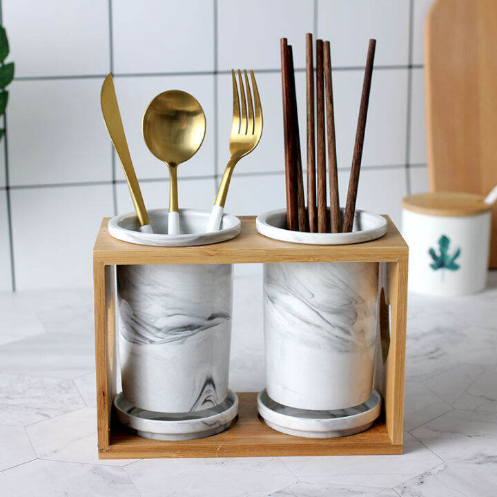 Nordic Porcelain Kitchen Utensil Cutlery Holder Rack Chopstick Spoon