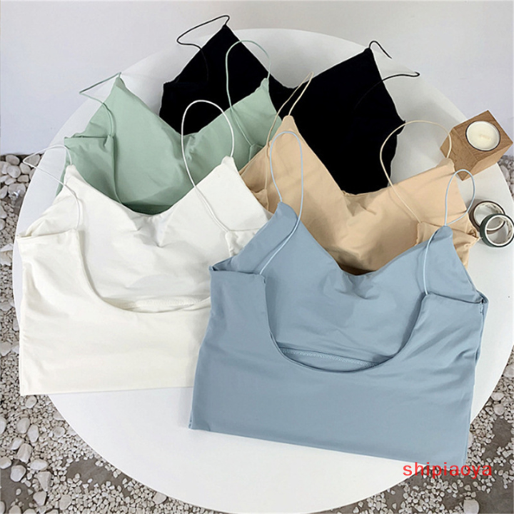 shipiaoya-เสื้อชั้นในสตรีผ้าไหมน้ำแข็งส่วนบนไร้รอยต่อชุดชั้นในฤดูร้อน-mode-korea-เสื้อชั้นในสีทึบ