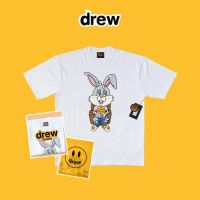 DREW T Shirt Summer 100% Cotton Men O-neck T-shirt Male Womens tshirt Short Sleeve High Quality Tops HOUSE JUSTIN Rabbit Smiley