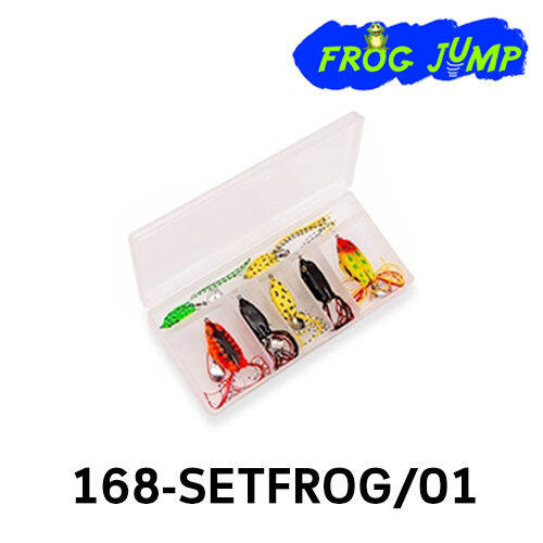 frog-jump-ชุดเหยื่อกบ-มีให้เลือกหลายขนาดในเซท-ยางเหนียวพิเศษ-เบ็ดแข็งตกปลาใหญ่ได้-มีกิ๊ฟแถมในกล่อง