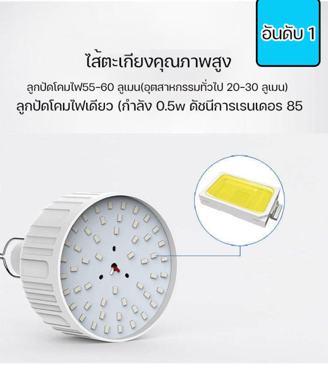 หลอดไฟ-led-ไฟฉุกเฉิน-ใช้สำหรับตลาดกลางคืน-แบบชาร์จไฟได้-ไฟถนน-ไฟกลางแจ้ง-โคมไฟติดผนัง-โคมไฟสนาม-กันน้ำ-ชาร์จเต็มใช้ได้นาน