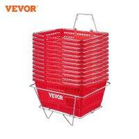 VEVOR 12PCS Shopping Basket Red/Black 21L Capacity with Iron Handle 16.9 x 11.8 x 8.07 Large Store Grocery Baskets Stackable