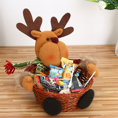 Santa Claus Elk Snowman Candy Basket Christmas Decoration Storage Basket Xmas Gift Holder Food Rack Home Party Festival Decor