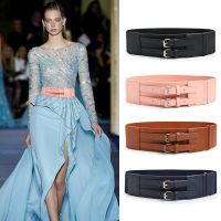 【cw】 Pink Pu Leather Girdle Women 39;s FashionLuxury DesignerAccessories Goth Punk Pin Buckle WideCorset for Women ！