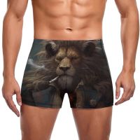 Lion Swimming Trunks Gangster-style  Godfather Training Push Up Swim Shorts Fashion Stay-in-Shape Male Briefs Swimwear