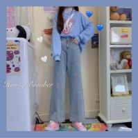 Sowa กางเกงยีนส์งานปักรูปหัวใจ (สีชมพู) งานผ้าดีทรงกระบอกขายาว น่ารักสดใส 13-8