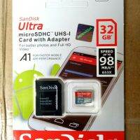 SANDISK แผ่นกระดาษทราย Micro SD Ultra 32GB Class 10 UHS-I ความเร็วสูงถึง 98Mbps คุณภาพอย่างเป็นทางการ